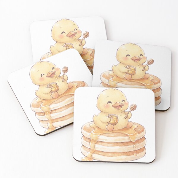 Item preview, Kawaii Duck on Fluffy Pancakes - Cute Sweet Honey Breakfast designed and sold by 0Zetgest.