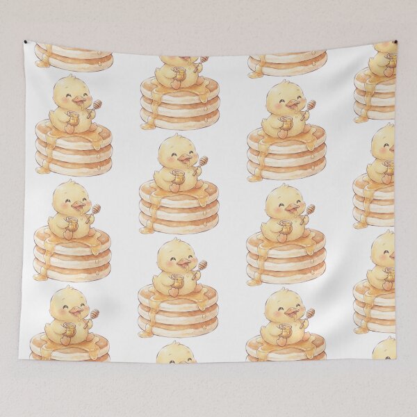 Item preview, Kawaii Duck on Fluffy Pancakes - Cute Sweet Honey Breakfast designed and sold by 0Zetgest.