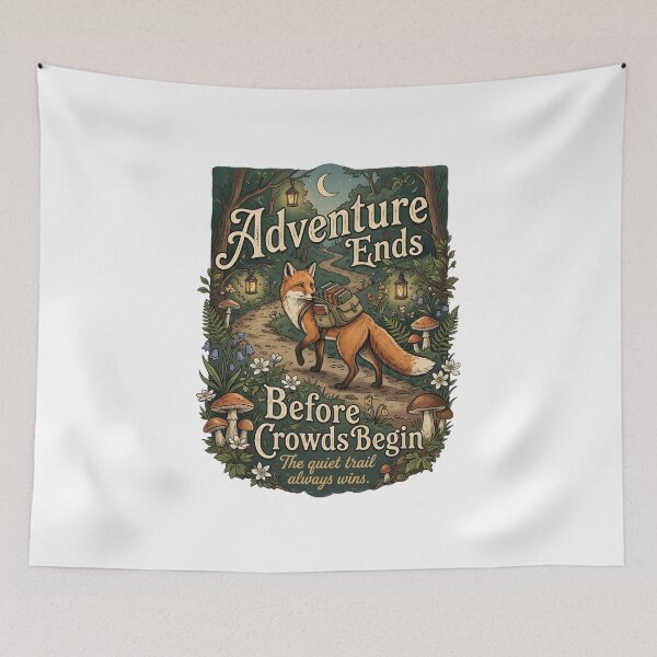 Item preview, Adventure Ends Before Crowds Begin Shirt | Funny Introvert Hiking Fox Nature Lover Gift designed and sold by softmind studio.