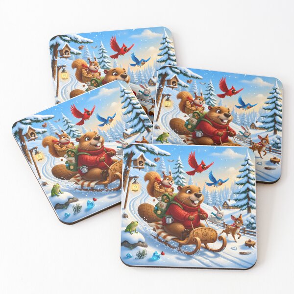 Item preview, Happy Beaver Adventures – Snowy Sled Adventure designed and sold by Clothes With Smiling Animals Walt Gral.