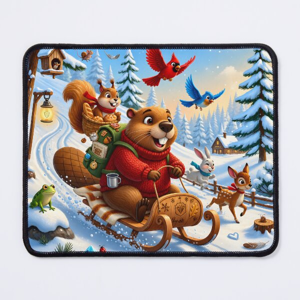 Item preview, Happy Beaver Adventures – Snowy Sled Adventure designed and sold by Clothes With Smiling Animals Walt Gral.