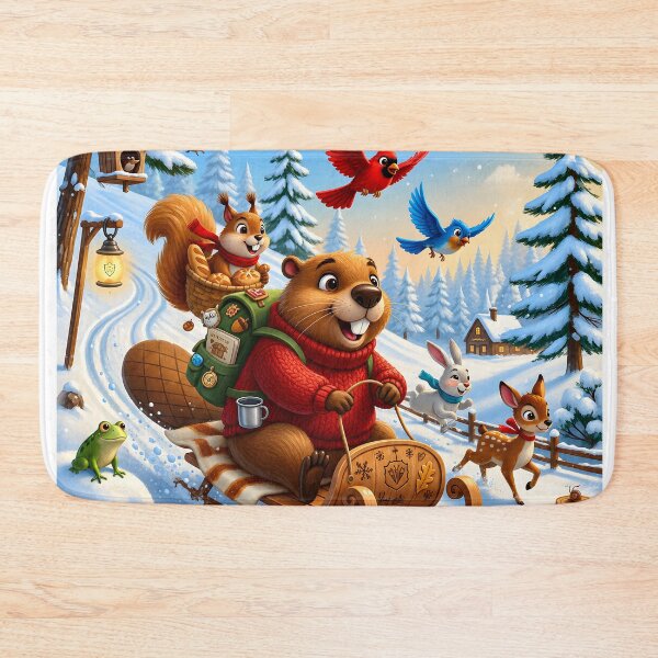 Item preview, Happy Beaver Adventures – Snowy Sled Adventure designed and sold by Clothes With Smiling Animals Walt Gral.