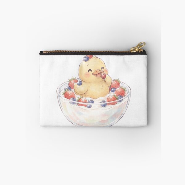 Item preview, Kawaii Duck in Berry Yogurt Bowl - Cute Strawberry Blueberry designed and sold by 0Zetgest.
