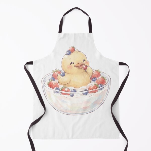 Item preview, Kawaii Duck in Berry Yogurt Bowl - Cute Strawberry Blueberry designed and sold by 0Zetgest.