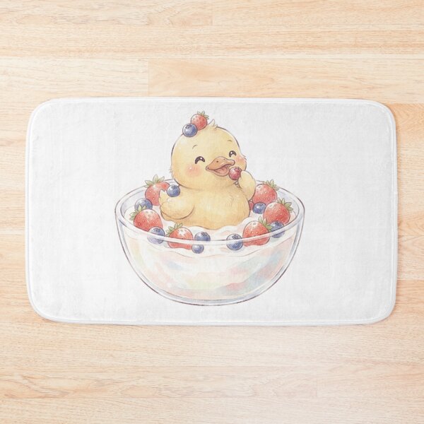 Item preview, Kawaii Duck in Berry Yogurt Bowl - Cute Strawberry Blueberry designed and sold by 0Zetgest.