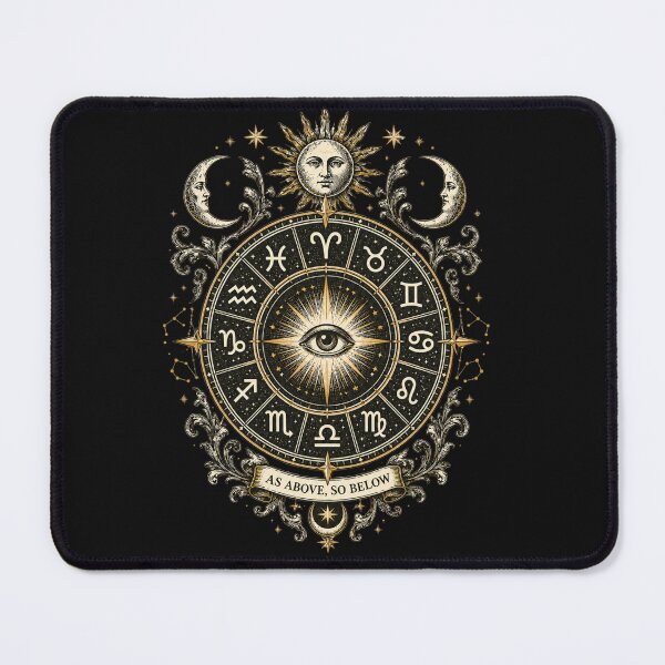Item preview, Vintage Mystic Zodiac Wheel Occult Astrology Art designed and sold by TSshirtShoppe.