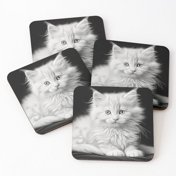 Item preview, Luminous White Kitten on Black designed and sold by djovan.