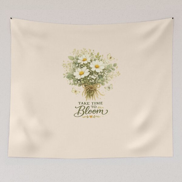 Item preview, Take Time to Bloom | White Wildflower Bouquet Cottagecore Botanical Floral Design designed and sold by NovaNest  Studio.