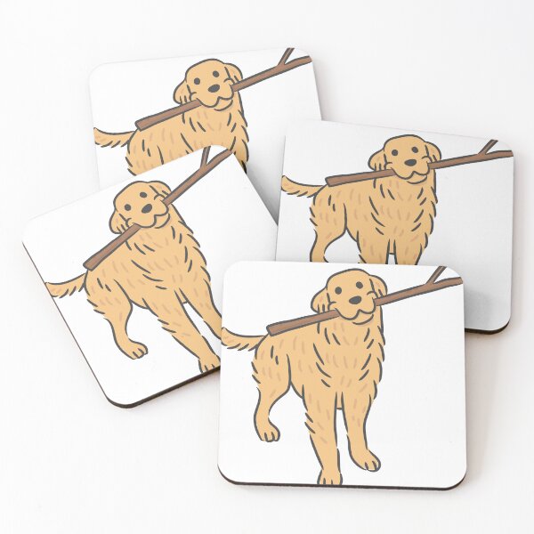 Item preview, Cute Golden Retriever Dog Holding Stick Cartoon. designed and sold by monkik.