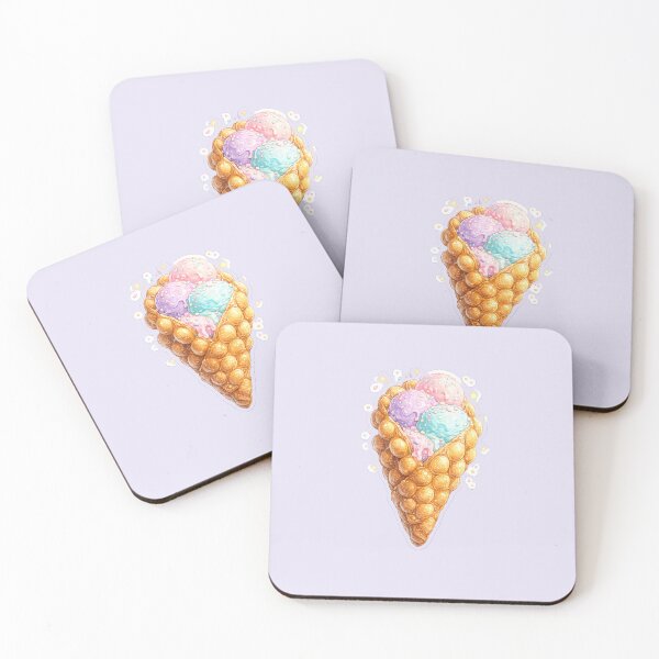 Item preview, Hong Kong Bubble Waffle Ice Cream Sticker – Cute Pastel Kawaii Dessert Cone designed and sold by PawsAndpetalstudio.