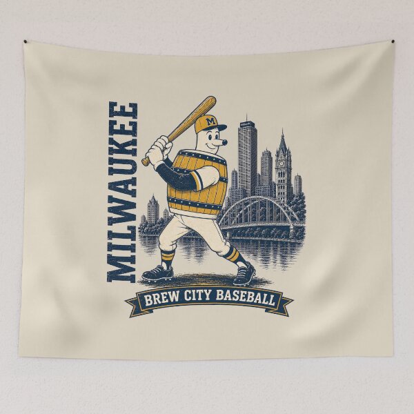 Item preview, Milwaukee Brew City Baseball Vintage Barrelman, Retro Wisconsin Baseball Skyline Tee designed and sold by GhostDawgs.