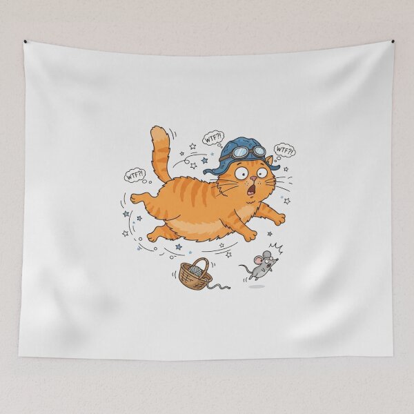 Item preview, Funny Flying Orange Cat With Pilot Hat designed and sold by Owcomm.