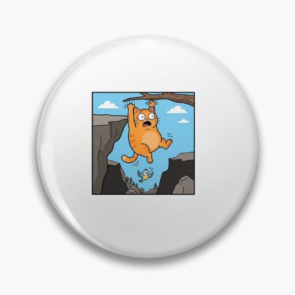 Item preview, Funny orange cat hanging on cliff edge cartoon designed and sold by Owcomm.