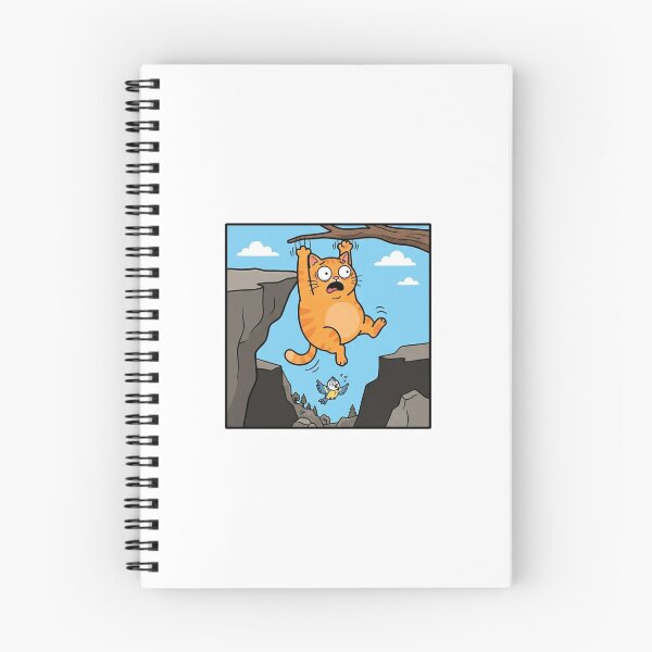 Item preview, Funny orange cat hanging on cliff edge cartoon designed and sold by Owcomm.
