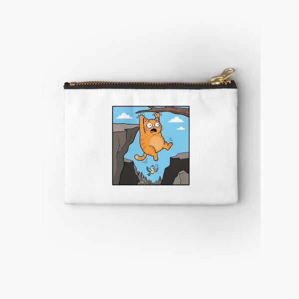Item preview, Funny orange cat hanging on cliff edge cartoon designed and sold by Owcomm.