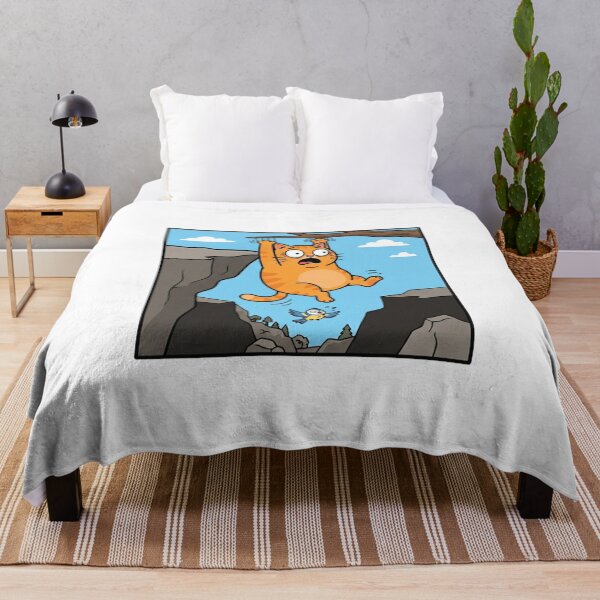 Item preview, Funny orange cat hanging on cliff edge cartoon designed and sold by Owcomm.