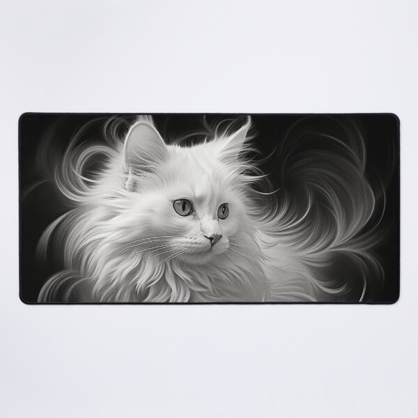Item preview, White Cat in Silken Swirls designed and sold by djovan.
