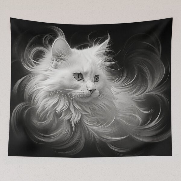 Item preview, White Cat in Silken Swirls designed and sold by djovan.