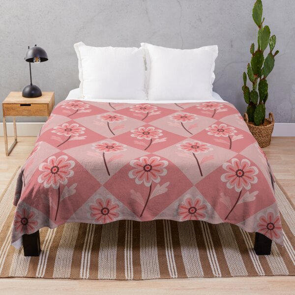Item preview, Pink flower on diamond grid pattern designed and sold by PowerAntShop.