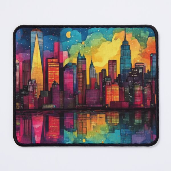 Item preview, Vibrant Cityscape Wall Art | Colorful Skyline Reflection Modern Painting designed and sold by Iceberg Comic Book Lounge.