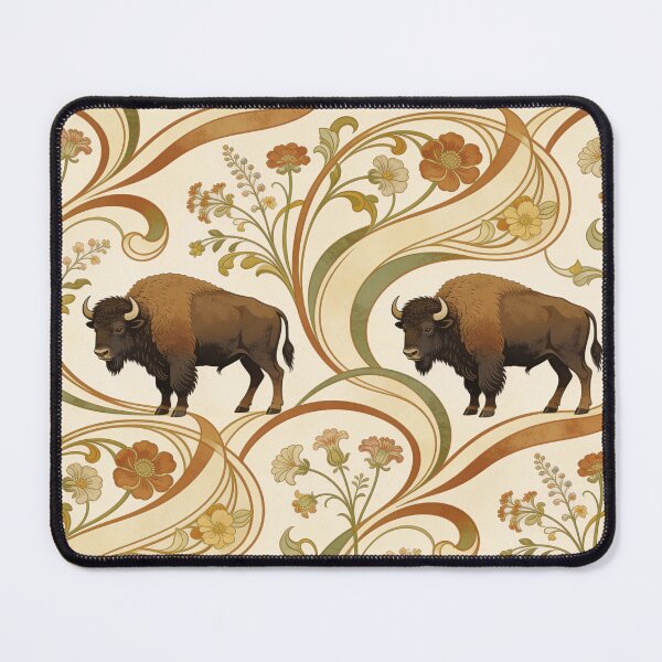 Item preview, Elegant Art Nouveau Buffalo Botanical Seamless Pattern Inspired by Prairie Wildflowers designed and sold by fricostyle.