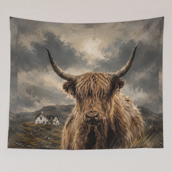 Item preview, Stoic Highland Cow in the Scottish Highlands designed and sold by naturalsurvival.
