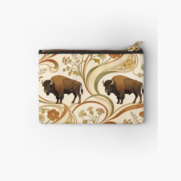 Item preview, Elegant Art Nouveau Buffalo Botanical Seamless Pattern Inspired by Prairie Wildflowers designed and sold by fricostyle.