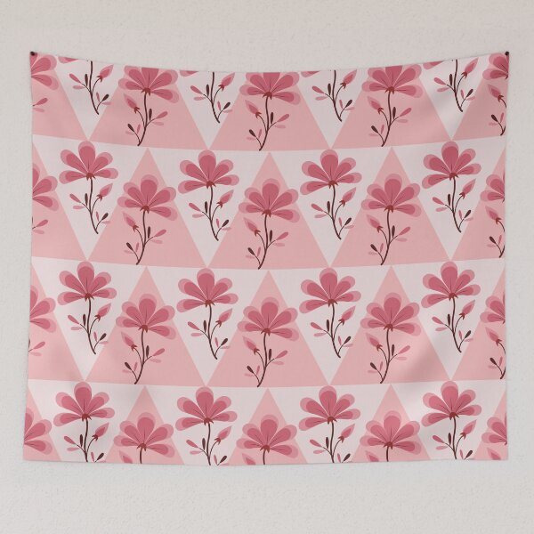 Item preview, Pink flower and triangle pattern designed and sold by PowerAntShop.