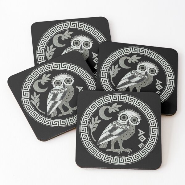 Item preview, Owl of Athena (white on black) designed and sold by JacquiTaylorArt.