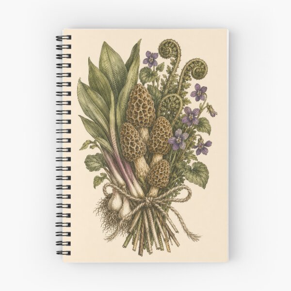 Item preview, Spring Forager's Bundle - Morel & Ramp Vintage Botanical Engraving designed and sold by ForageKitchen.