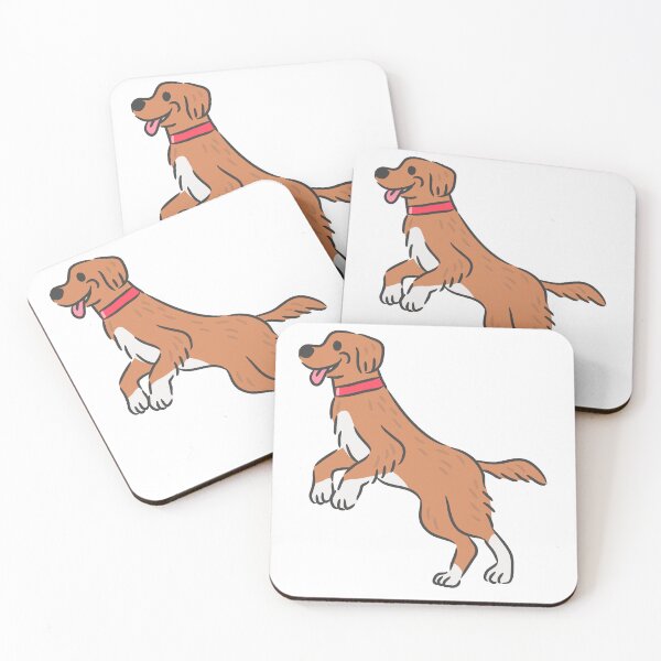 Item preview, Happy Labrador Retriever dog jumping and playing cartoon illustration. designed and sold by monkik.