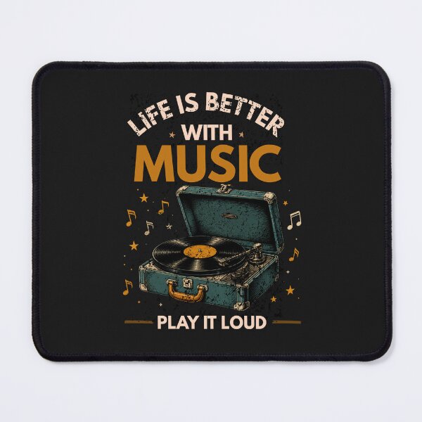 Item preview, Life Is Better with Music Play It Loud Vintage Vinyl Record Design designed and sold by Joyful-Pixel.
