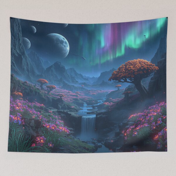 Item preview, Galactic Moonflower Alien Fantasy Landscape designed and sold by Luminous Wilds.