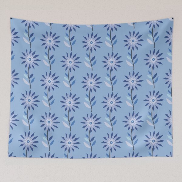 Item preview, Blue flower stem seamless pattern designed and sold by PowerAntShop.