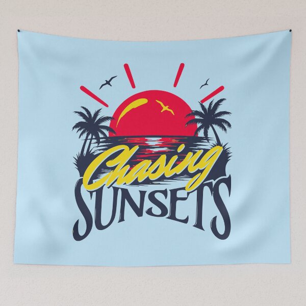 Item preview, Chasing Sunsets Vibrant Yellow Red Tropical Pool Party Summer Art designed and sold by illeN-Art-World.