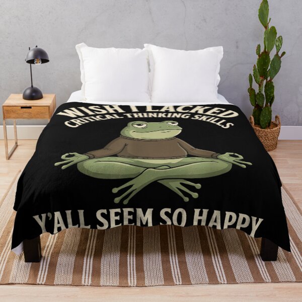 Item preview, Wish I Lacked Critical Thinking Skills Funny Meditating Frog Zen Meme designed and sold by Daisy Grimes.