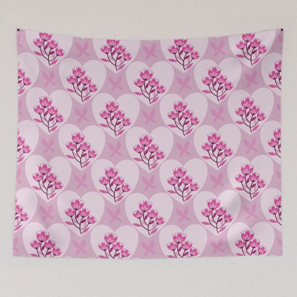 Item preview, Pink flower and heart seamless pattern designed and sold by PowerAntShop.