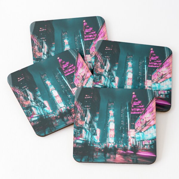 Item preview, Neon City Night Wall Art | Futuristic Cyberpunk Skyline Illustration designed and sold by Iceberg Comic Book Lounge.