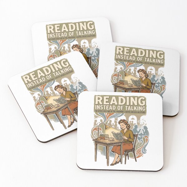 Item preview, Reading Instead of Talking Vintage Coffeehouse Poster  designed and sold by urbinet.