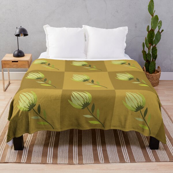 Item preview, Retro green flower grid pattern designed and sold by PowerAntShop.