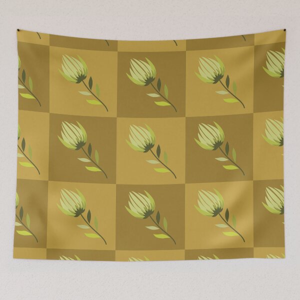 Item preview, Retro green flower grid pattern designed and sold by PowerAntShop.