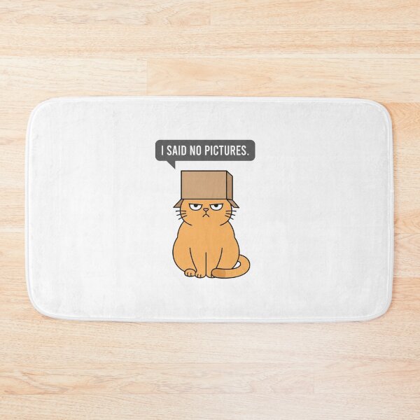 Item preview, Grumpy Orange Cat Wearing Box Saying No Pictures designed and sold by Owcomm.