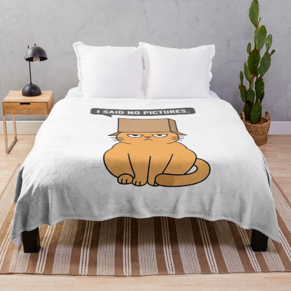 Item preview, Grumpy Orange Cat Wearing Box Saying No Pictures designed and sold by Owcomm.