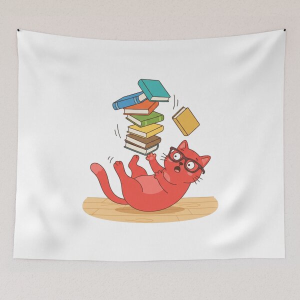 Item preview, Funny Red Cat Dropping Pile Of Books designed and sold by Owcomm.