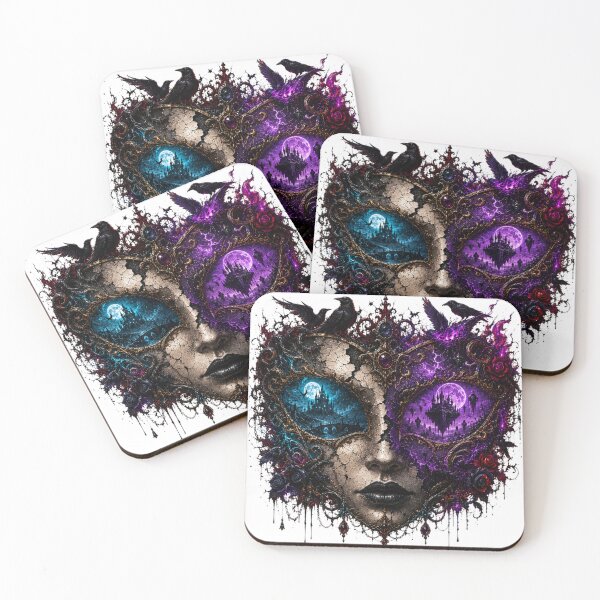 Item preview, Gothic Medusa Face – Dark Fantasy Woman with Ravens, Roses and Haunted Castle designed and sold by Limitless expressions - wear your mindset .