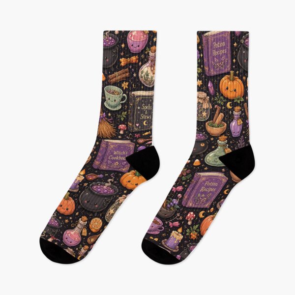 Item preview, Cute Witch Spellbook Pattern | Kawaii Magic Potions & Black Cats designed and sold by DecoVibe.