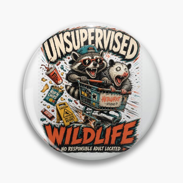Item preview, Unsupervised Wildlife – Funny Raccoon & Possum Chaos Design designed and sold by NebulaRiotStudio.