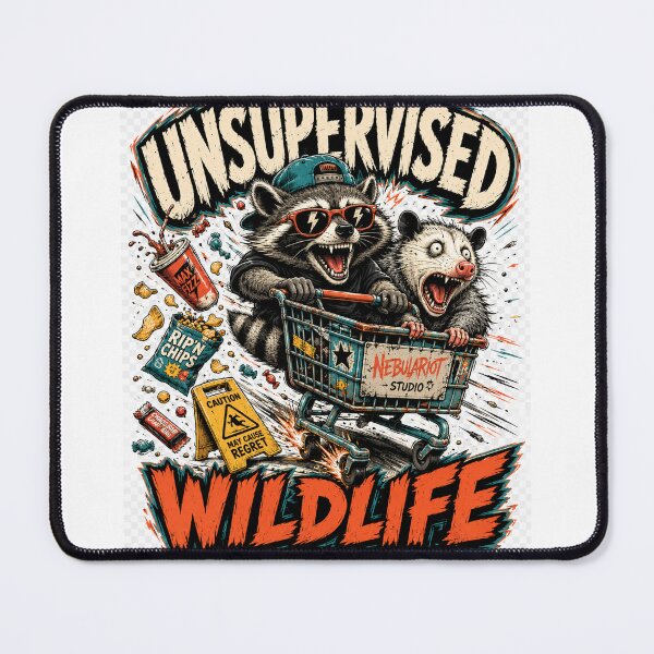 Item preview, Unsupervised Wildlife – Funny Raccoon & Possum Chaos Design designed and sold by NebulaRiotStudio.