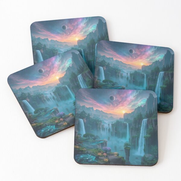 Item preview, Nebula Waterfall Kingdom Alien Fantasy Landscape designed and sold by Luminous Wilds.