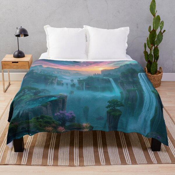 Item preview, Nebula Waterfall Kingdom Alien Fantasy Landscape designed and sold by Luminous Wilds.